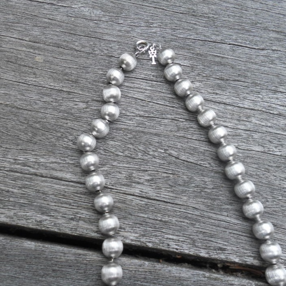 Vintage Trifari Silvertone Ball Beaded Necklace
